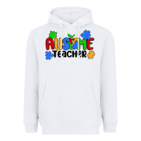 White ausome teacher Heavyweight Hoodie - MaliasSmallBusiness