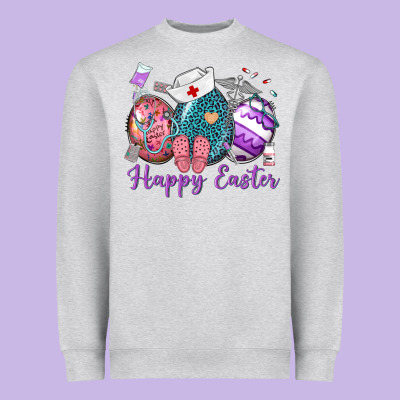 Happy Easter Eggs Nurse N Heavyweight Sweatshirt Designed By Neo Western