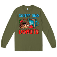 Army Green coffee and donuts Long Sleeve Tee - AdoDesignShop