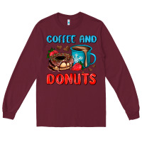 Burgundy coffee and donuts Long Sleeve Tee - AdoDesignShop
