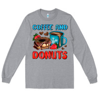 Heather Grey coffee and donuts Long Sleeve Tee - AdoDesignShop