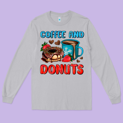 Coffee And Donuts Long Sleeve Tee Designed By Adodesignshop