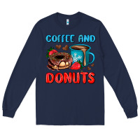 Navy coffee and donuts Long Sleeve Tee - AdoDesignShop