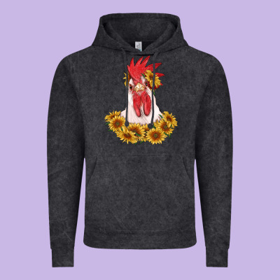 Rooster Head With Sunflowers Vintage Hoodie Designed By Ranaportraitstore