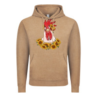 Vintage Coffee rooster head with sunflowers Vintage Hoodie - RanaPortraitStore