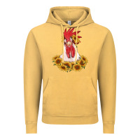 Vintage Mustard rooster head with sunflowers Vintage Hoodie - RanaPortraitStore