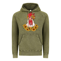 Vintage Olive rooster head with sunflowers Vintage Hoodie - RanaPortraitStore