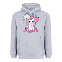 Heather Grey cute unicorn and rainbow Heavyweight Hoodie - NancyCooperArtShop