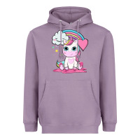 Lavender cute unicorn and rainbow Heavyweight Hoodie - NancyCooperArtShop