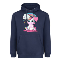 Navy cute unicorn and rainbow Heavyweight Hoodie - NancyCooperArtShop