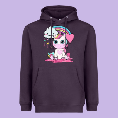 Cute Unicorn And Rainbow Heavyweight Hoodie Designed By Nancycooperartshop