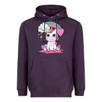 Plum cute unicorn and rainbow Heavyweight Hoodie - NancyCooperArtShop