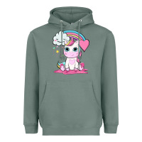 Sage cute unicorn and rainbow Heavyweight Hoodie - NancyCooperArtShop