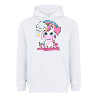White cute unicorn and rainbow Heavyweight Hoodie - NancyCooperArtShop