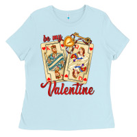 Baby Blue be my valentine with playing cards and key Ladies Tee - AdoDesignShop