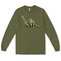 Army Green dinosaur brontosaurus Long Sleeve Tee - Artiststas