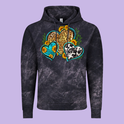 Leopard Cowhide Hearts Vintage Hoodie Designed By Zillion Design Studio