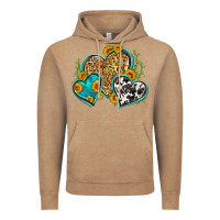 Vintage Coffee leopard cowhide hearts Vintage Hoodie - Zillion Design Studio