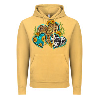 Vintage Mustard leopard cowhide hearts Vintage Hoodie - Zillion Design Studio