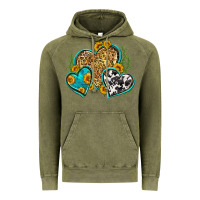 Vintage Olive leopard cowhide hearts Vintage Hoodie - Zillion Design Studio