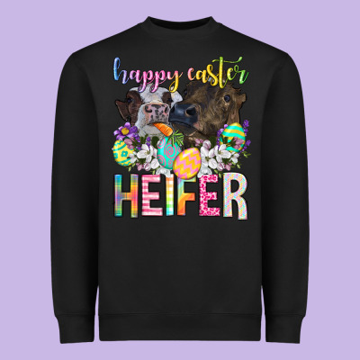 Happy Easter Heifer Heavyweight Sweatshirt Designed By Neo Western