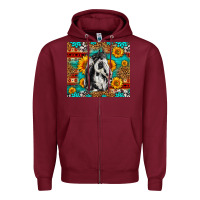 Burgundy Aztec Sunflowers Horse Zipper Hoodie - LillyAllenDesigns