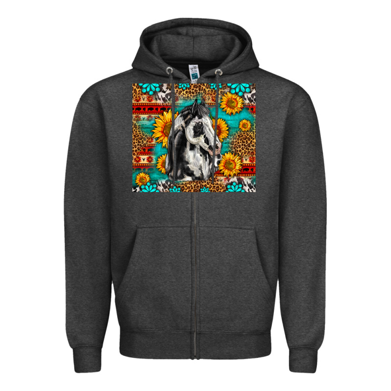 Aztec Sunflowers Horse Zipper Hoodie by LillyAllenDesigns | Teevron