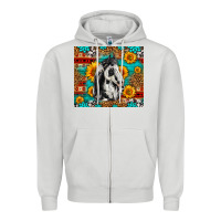 Dove Grey Aztec Sunflowers Horse Zipper Hoodie - LillyAllenDesigns