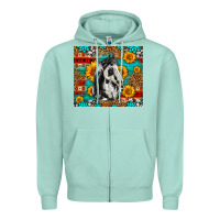 Seafoam Aztec Sunflowers Horse Zipper Hoodie - LillyAllenDesigns