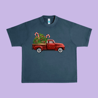 Christmas Trees Truck Urban Heavy Tee Designed By Fadigitalartstudio