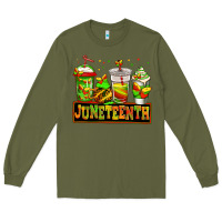 Army Green juneteenth afro coffee cups Long Sleeve Tee - Jasminsmagicworld