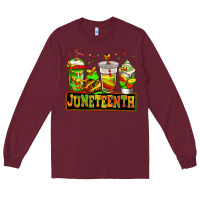 Burgundy juneteenth afro coffee cups Long Sleeve Tee - Jasminsmagicworld