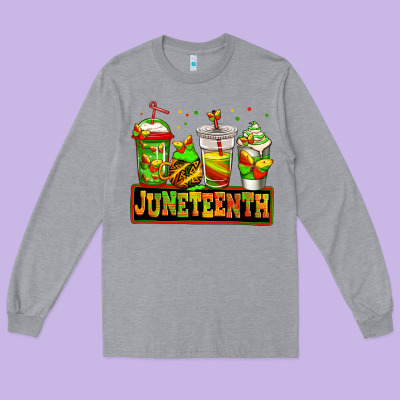 Juneteenth Afro Coffee Cups Long Sleeve Tee Designed By Jasminsmagicworld