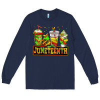 Navy juneteenth afro coffee cups Long Sleeve Tee - Jasminsmagicworld