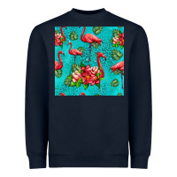 Navy flamingo seamless pattern Heavyweight Sweatshirt - HRA Design Shop