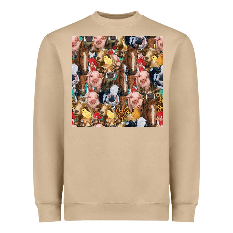 Western Farm Animals Seamless Pattern Heavyweight Sweatshirt by HRA Design Shop | Teevron