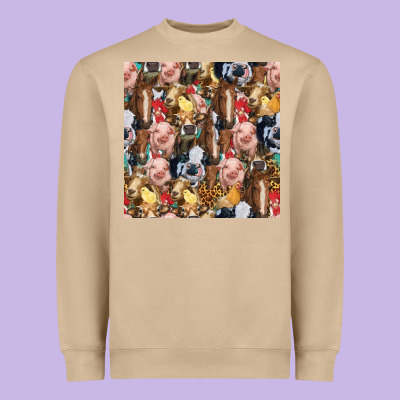 Western Farm Animals Seamless Pattern Heavyweight Sweatshirt Designed By Hra Design Shop