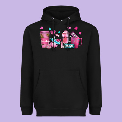 Lash Hustler With Eyelashes Coffee Cups Heavyweight Hoodie Designed By Nancycooperartshop
