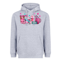 Heather Grey lash hustler with eyelashes coffee cups Heavyweight Hoodie - NancyCooperArtShop