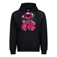 Black Survivor Breast Cancer with boxing gloves Urban Hoodie - NancyCooperArtShop