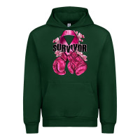 Forest Green Survivor Breast Cancer with boxing gloves Urban Hoodie - NancyCooperArtShop