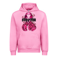 Fuchsia Pink Survivor Breast Cancer with boxing gloves Urban Hoodie - NancyCooperArtShop
