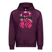 Mauve Wine Survivor Breast Cancer with boxing gloves Urban Hoodie - NancyCooperArtShop