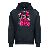 Navy Survivor Breast Cancer with boxing gloves Urban Hoodie - NancyCooperArtShop
