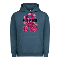 Pigment Midnight Navy Survivor Breast Cancer with boxing gloves Urban Hoodie - NancyCooperArtShop