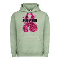 Pigment Oil Green Survivor Breast Cancer with boxing gloves Urban Hoodie - NancyCooperArtShop