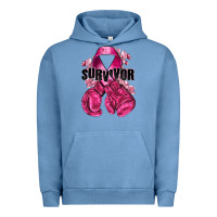 Pigment Pebble Blue Survivor Breast Cancer with boxing gloves Urban Hoodie - NancyCooperArtShop