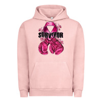 Pigment Salmon Survivor Breast Cancer with boxing gloves Urban Hoodie - NancyCooperArtShop