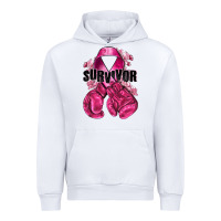 White Survivor Breast Cancer with boxing gloves Urban Hoodie - NancyCooperArtShop