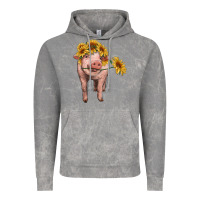 Cloud Rock pig with sunflowers Vintage Hoodie - RanaPortraitStore